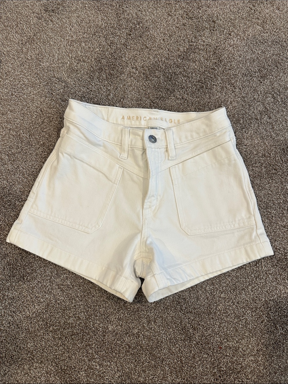 American Eagle Outfitters White High-Rise Denim Shorts